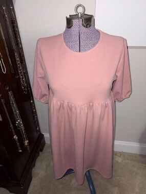 Boohoo Dusty Pink Short Sleeve Babydoll Dress